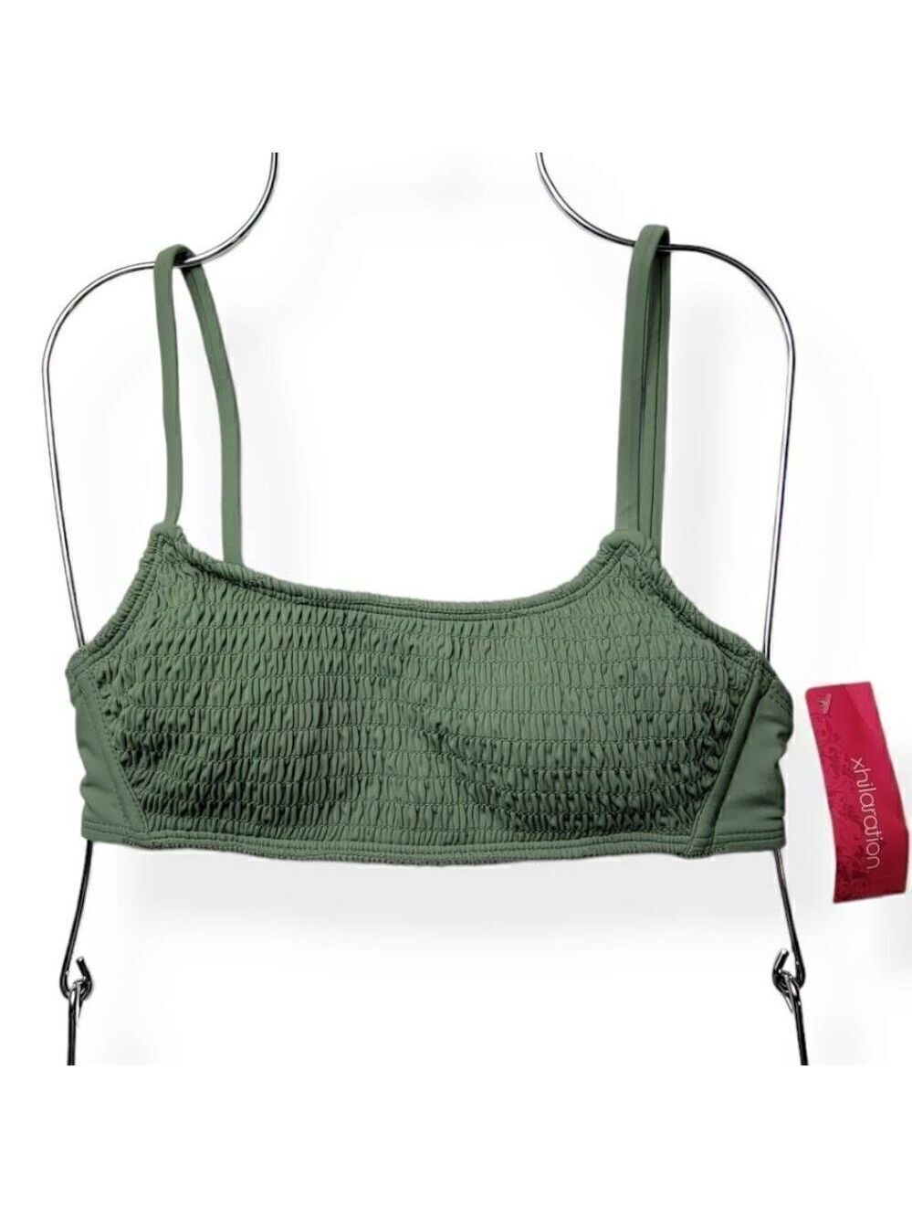 Xhilaration  Sage Shirred Bandeau Bikini Top Small Jrs. 0-2